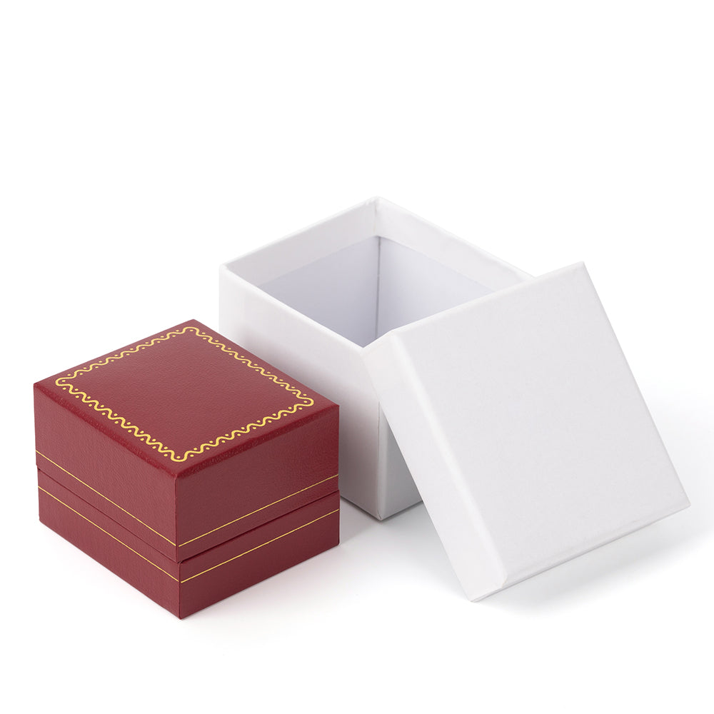 ring box - 24pcs Red Gold Leatherette Ring Box Boxes LR2-R W open view
