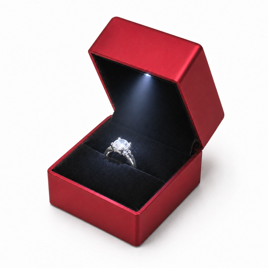 ring box - 12Pcs Red Black Velvet Ring Box LB56R1-R-12Pcs front view