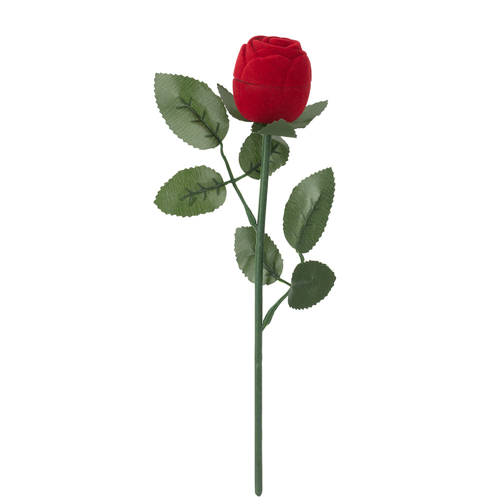 ring box - Red Rose Ring Boxes with Stems - 24 Pack F08-R2-R W open view