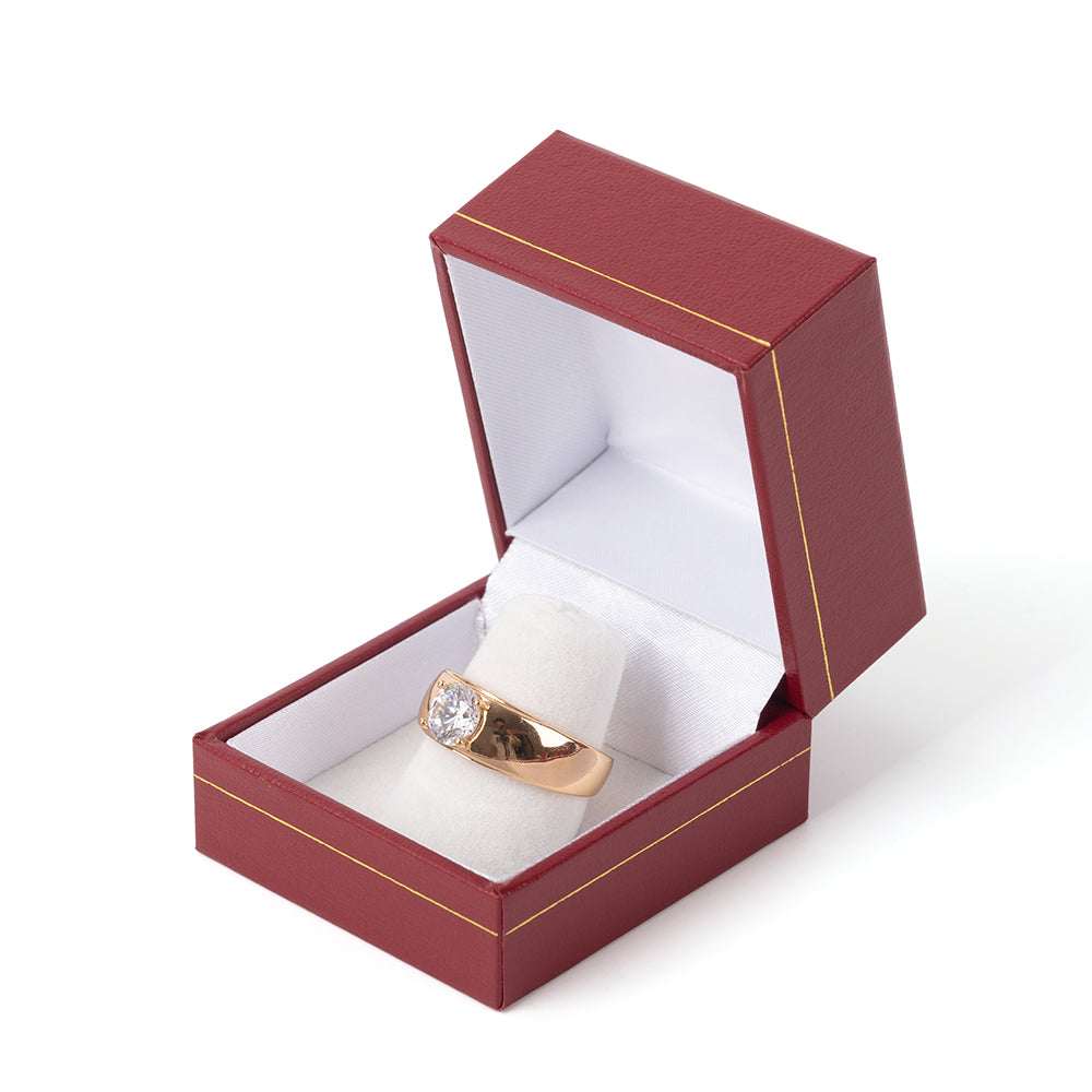 ring box - 24pcs Red Gold Leatherette Ring Box Boxes LF3-R W front view