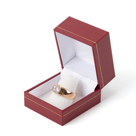 ring box - 24pcs Red Gold Leatherette Ring Box Boxes LF3-R W front view