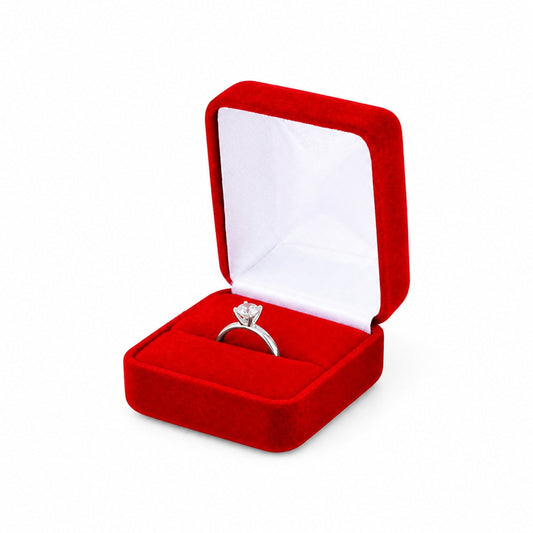 ring box - Red Velvet Ring Boxes - 12 Pack YR3-RD front view
