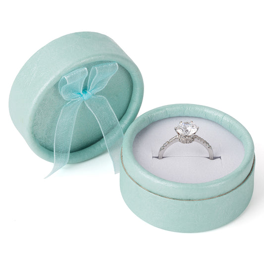 ring box - 30pcs Blue Cyan Cardboard Organza Ring Boxes B1422-PO W PO front view