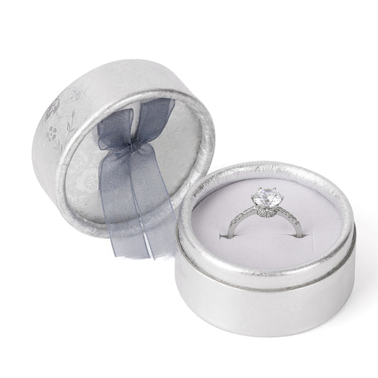 ring box - 30pcs Silver Cardboard Organza Ring Boxes B1422-SL W SL front view