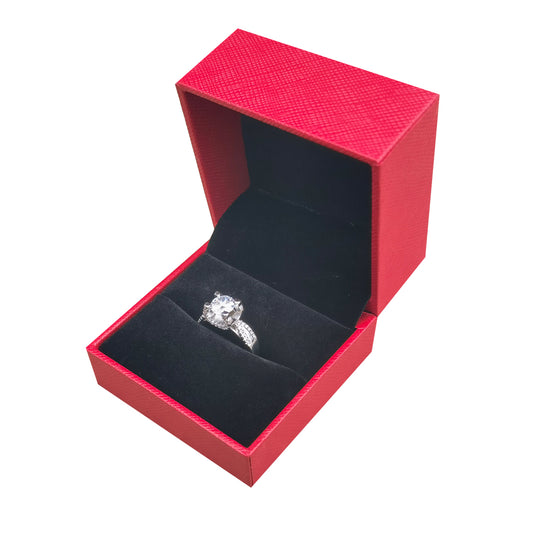 ring box - 25pcs Red Black Velvet Ring Box L029R-R front view