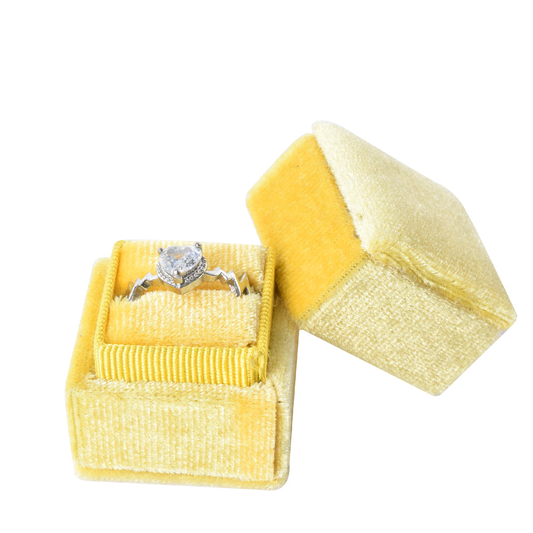 ring box - Yellow Mini Square Velvet Ring Box V04-R1 Y front view