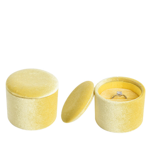 ring box - Yellow Recessed Round Velvet Ring Box V11-R1 Y open view