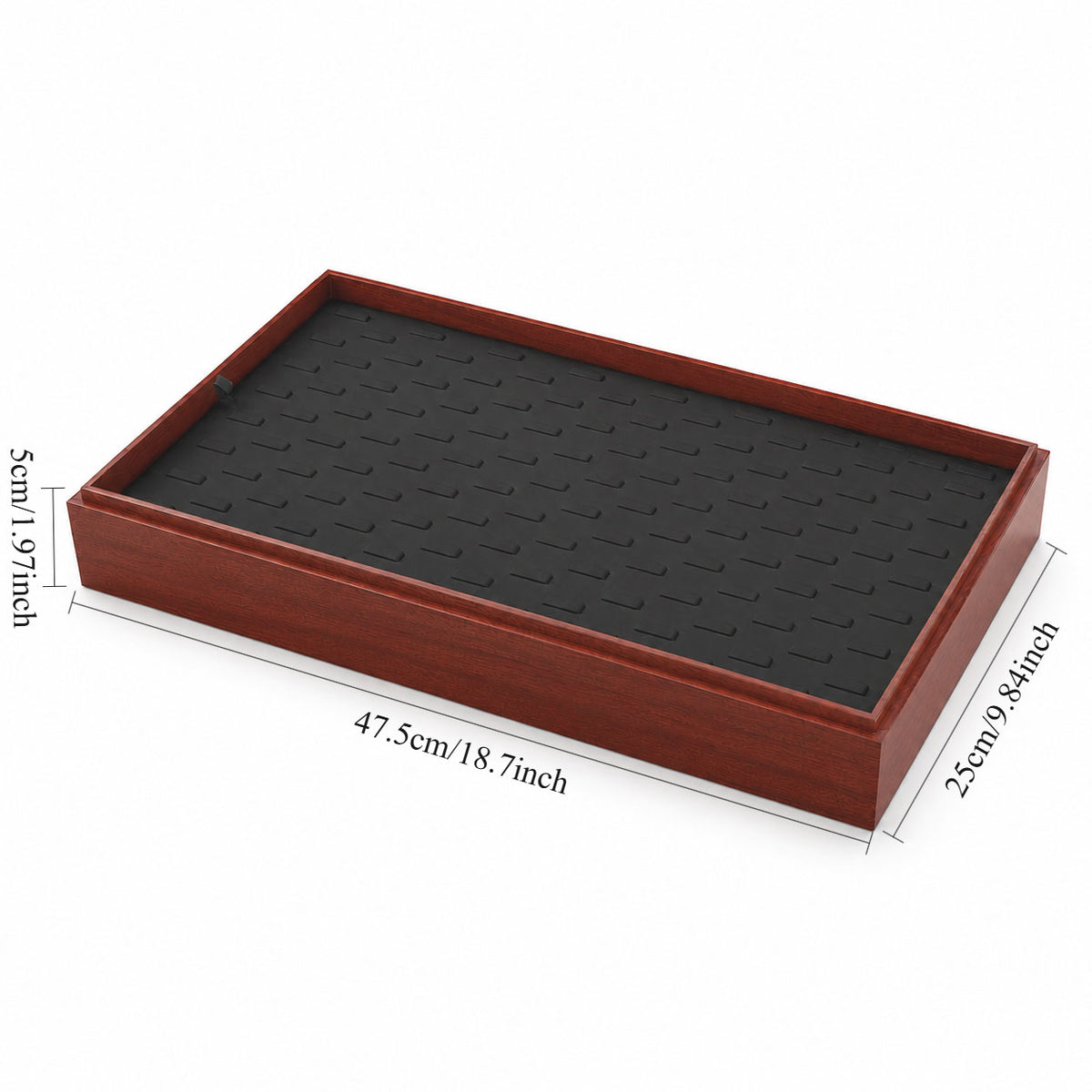 ring display - 128 Black Wooden Ring Display Tray T025R128-BK open view