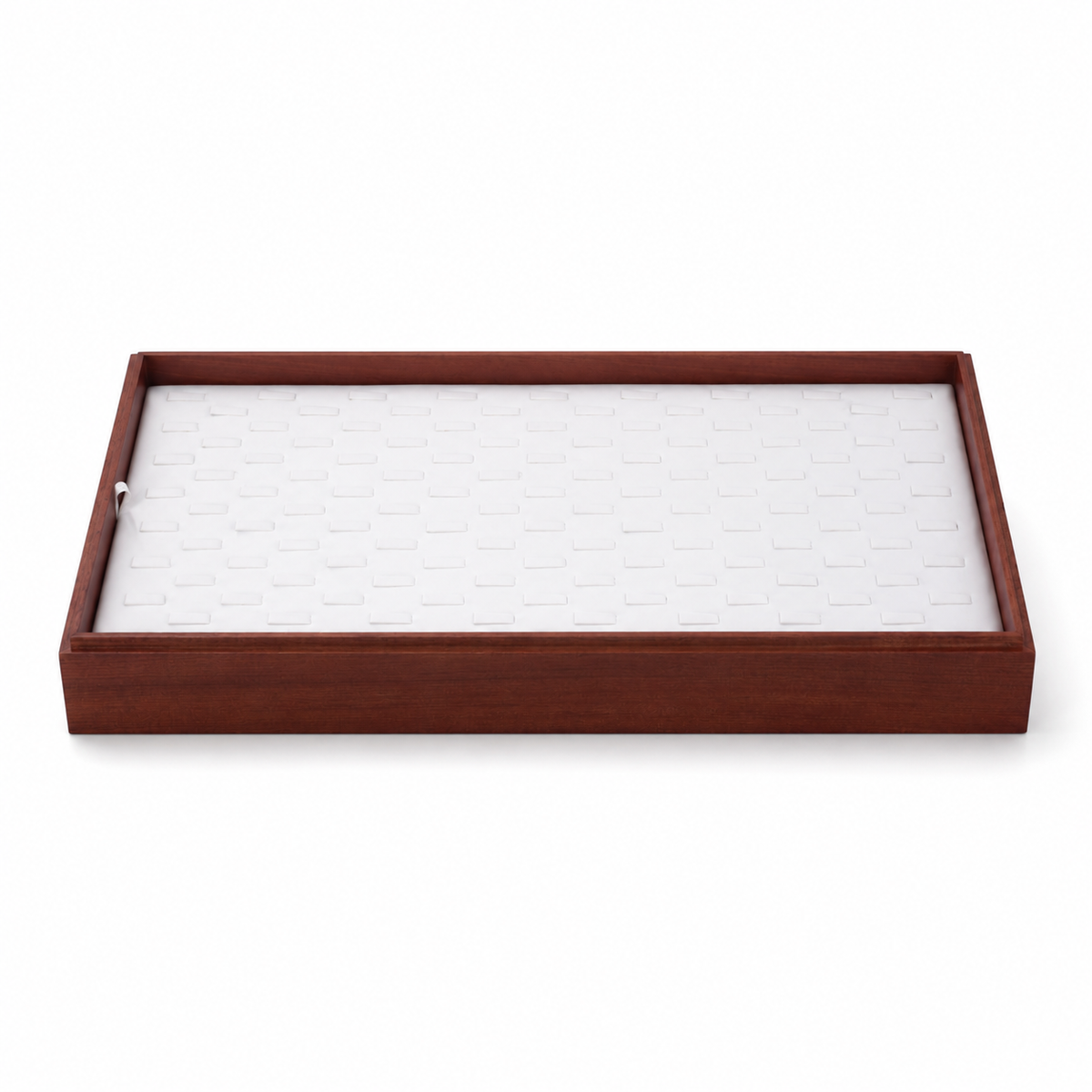 ring display - 128 White Wooden Ring Tray Display T025R128-W detail view