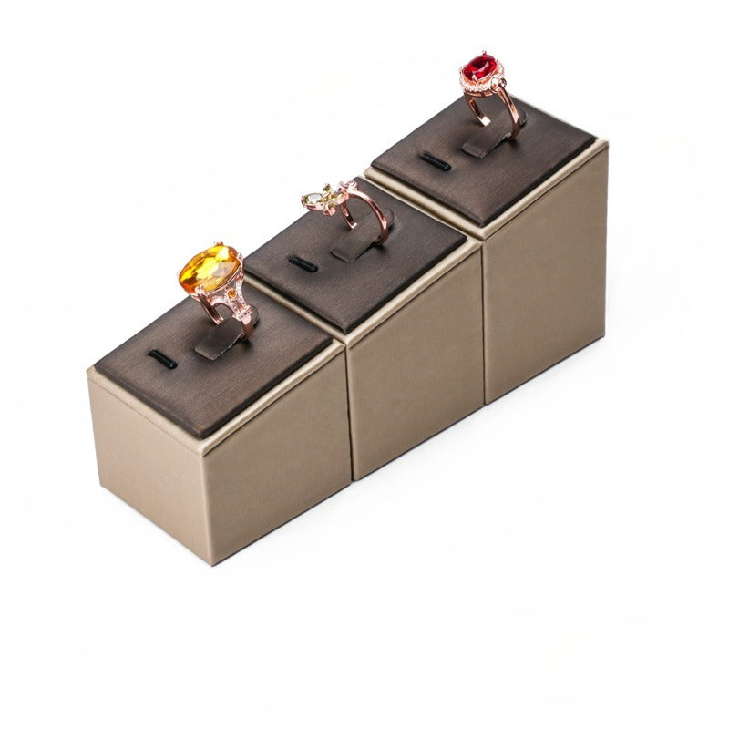 ring display and earring display - Black Beige PU Leather Display Stand Ring Earring C02800 product view 14
