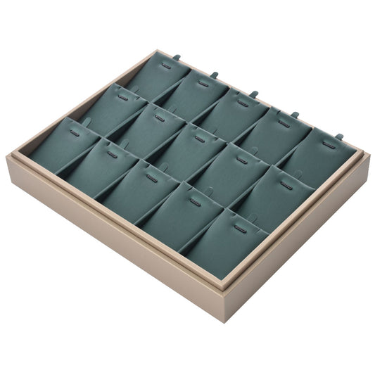 ring display and pendant display - 15 Gray PU Display Pendant Tray Ring T002-P PU-G front view