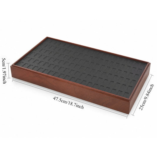 ring display - Wooden 120-Slot Ring Display Tray with Black Insert Jewelry Showcase Organizer T025R120-BK open view