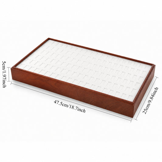 ring display - Wooden 120-Slot Ring Display Tray with White Insert Jewelry Organizer T025R120-W open view
