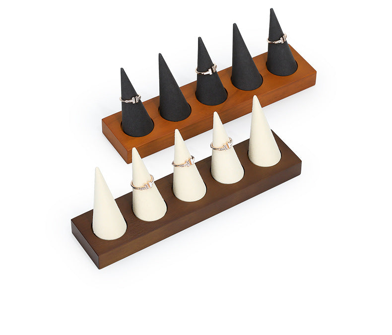 ring display - Wooden Ring Display Holder C02442 front view