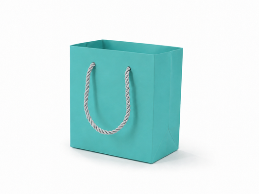 Tiffany Blue small square paper gift tote bag with rope handles, 24 pack