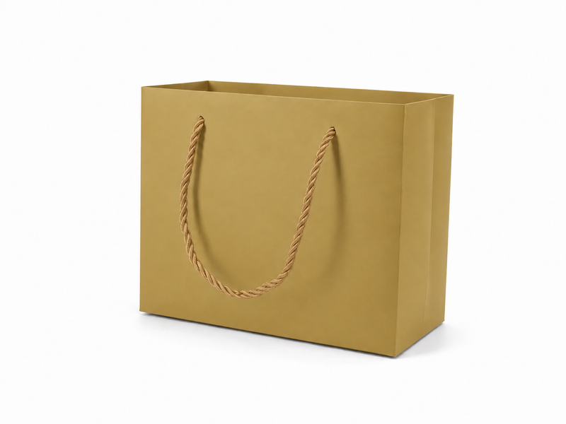 Gold medium landscape paper gift tote bag with rope handles, 24 pack