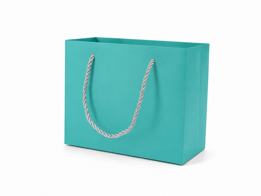 Tiffany Blue medium landscape paper gift tote bag with rope handles, 24 pack