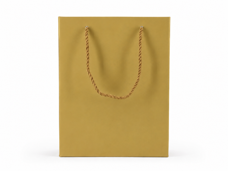 Dimensions for gold large portrait paper tote gift bag: 7.75 × 4.25 × 10.25 in