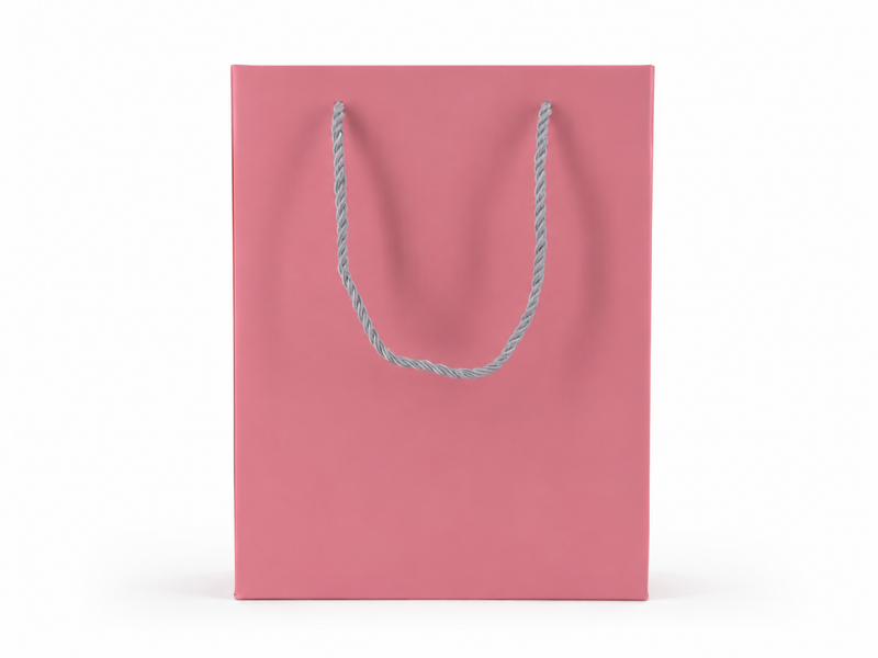 Dimensions for pink large portrait paper tote gift bag: 7.75 × 4.25 × 10.25 in