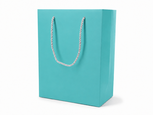 Tiffany Blue large portrait paper gift tote bag with rope handles, 24 pack