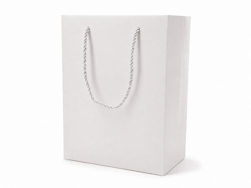 white large portrait paper gift tote bag with rope handles, 24 pack