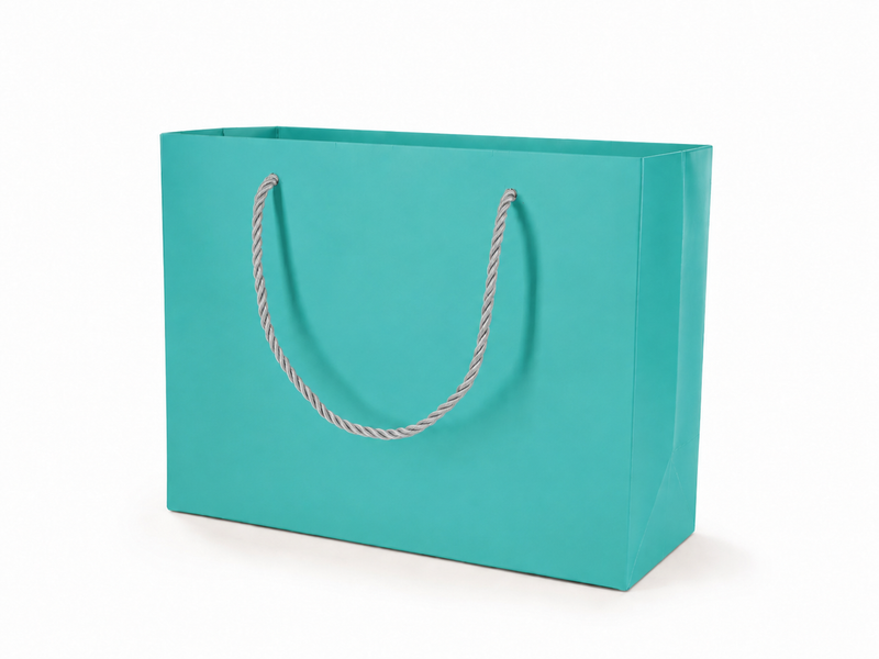 Tiffany Blue large landscape paper gift tote bag with rope handles, 24 pack