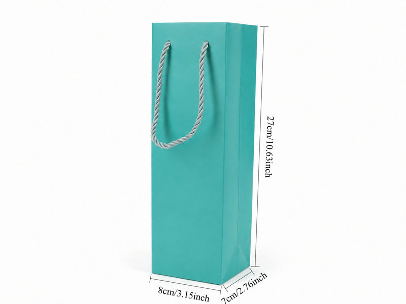 Dimensions for tiffany blue tall narrow paper tote gift bag: 3.25 × 2.75 × 10.75 in