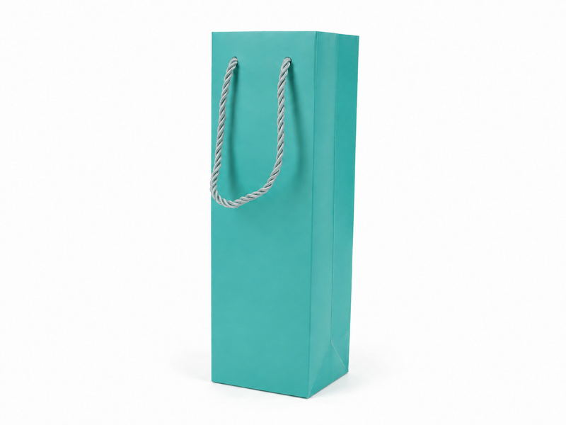 Tiffany Blue tall narrow paper gift tote bag with rope handles, 24 pack