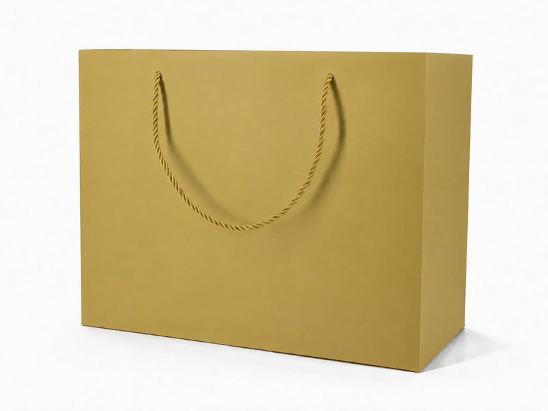Gold extra-large landscape paper gift tote bag with rope handles, 24 pack