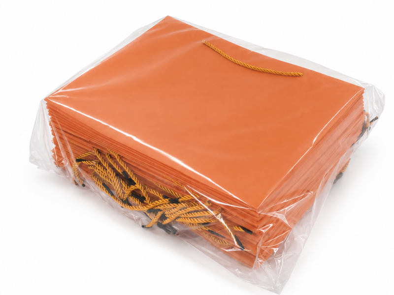 Bulk 24-pack of orange paper gift bags for jewelry retail packaging, 13 × 6 × 9.75 in