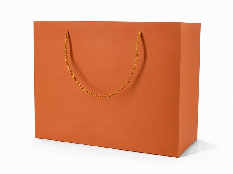 Orange extra-large landscape paper gift tote bag with rope handles, 24 pack