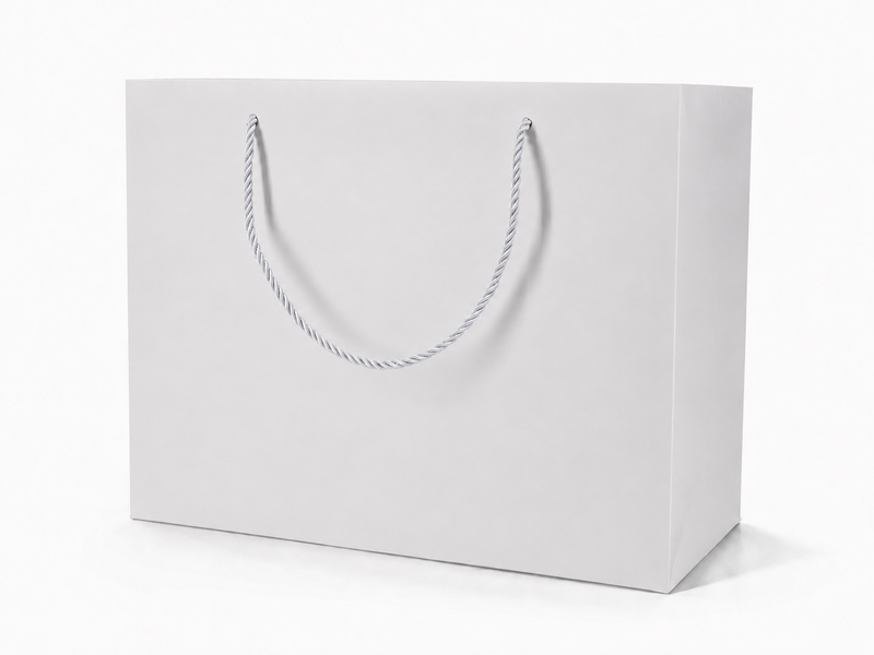 white extra-large landscape paper gift tote bag with rope handles, 24 pack