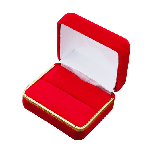 Red SR5-RD double ring box open single-product view with gold trim