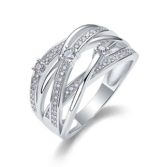sterling silver jewelry - Silver Ring SLM0047R-White-6 front view