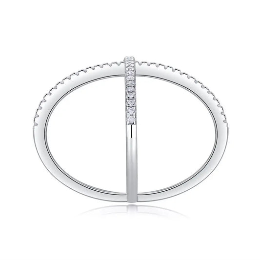sterling silver jewelry - Silver Ring SLM0100R-White-6 open view