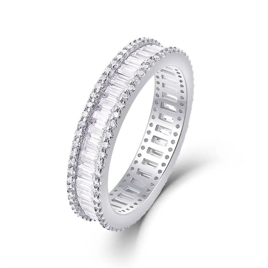sterling silver jewelry - 925 Silver Rings SLM0101R-White-6 front view