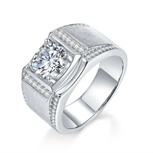 sterling silver jewelry - 925 Silver Gold Ring SLM0061R-1CT-6 front view
