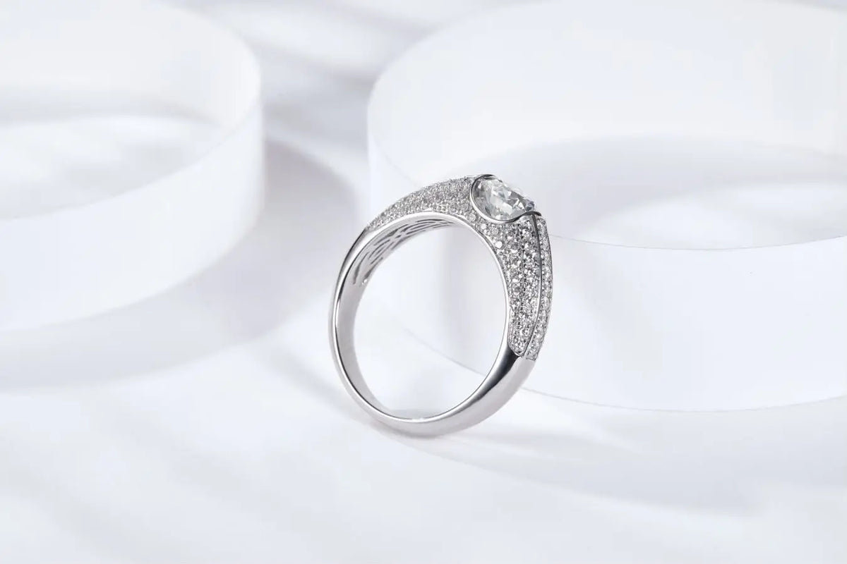 sterling silver jewelry - 925 Silver Ring SLM0059R-1CT-6 side view