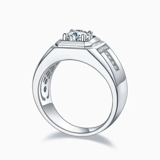 sterling silver jewelry - Silver Ring SLM0089R-White-6 open view