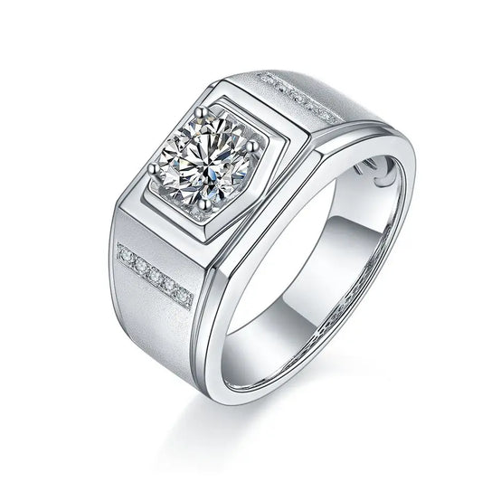 sterling silver jewelry - Silver Ring SLM0084R-White-6 front view