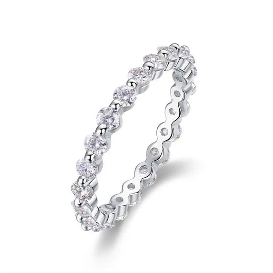 sterling silver jewelry - Silver Ring SLM0116R-White-6 front view