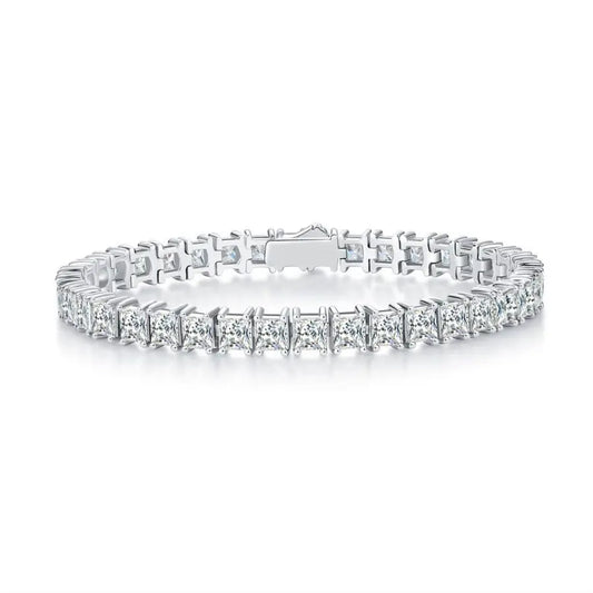 sterling silver jewelry - 925 White Gold Bracelet SLM0018B-White-16.5cm front view