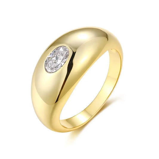 sterling silver jewelry - 4x6mm Gold Silver Ring SLM0046R-Golden-6 front view