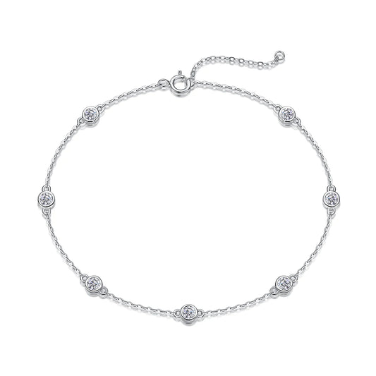 sterling silver jewelry - 925 Silver Bracelet SLM0045B-White-17cm/6.7in front view