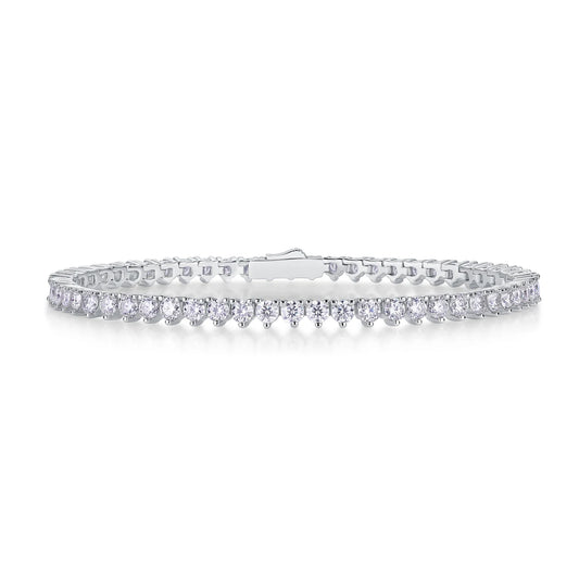 sterling silver jewelry - 925 Silver Bracelet SLM0042B-White-17cm/6.7in front view