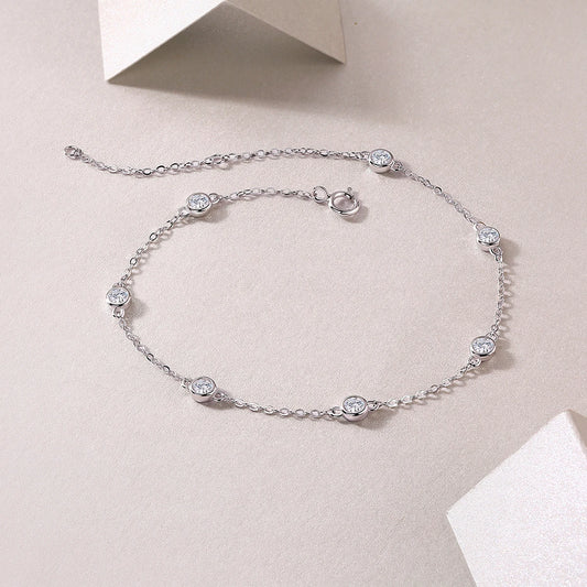 sterling silver jewelry - 925 Silver Bracelet SLM0045B-White-17cm/6.7in open view