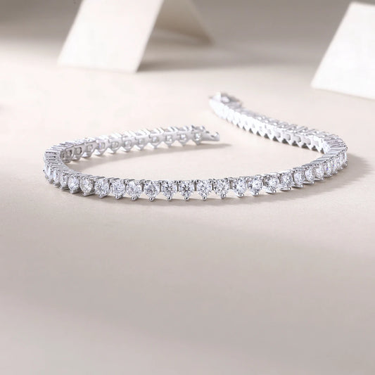 sterling silver jewelry - 925 Silver Bracelet SLM0042B-White-17cm/6.7in open view