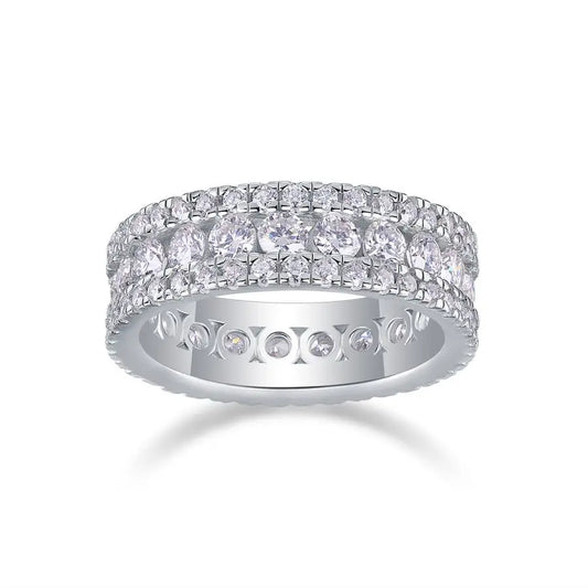 sterling silver jewelry - 925 Silver Ring SLM0106R-White-6 open view