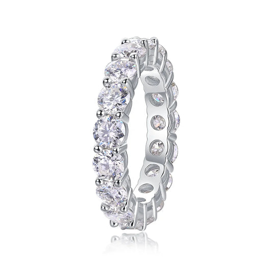 sterling silver jewelry - Silver Ring SLM0190R-White-6 front view
