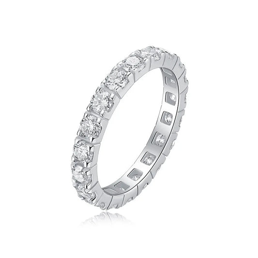sterling silver jewelry - Silver Ring SLM0189R-White-6 front view